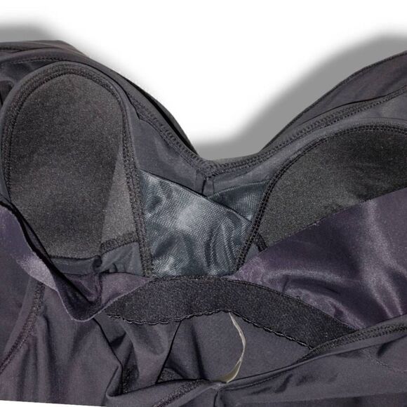 Lands End Womens‎ Swimsuit Sz 8 Black Tummy Control SleeveSuit One PC Ruched - Picture 7 of 14